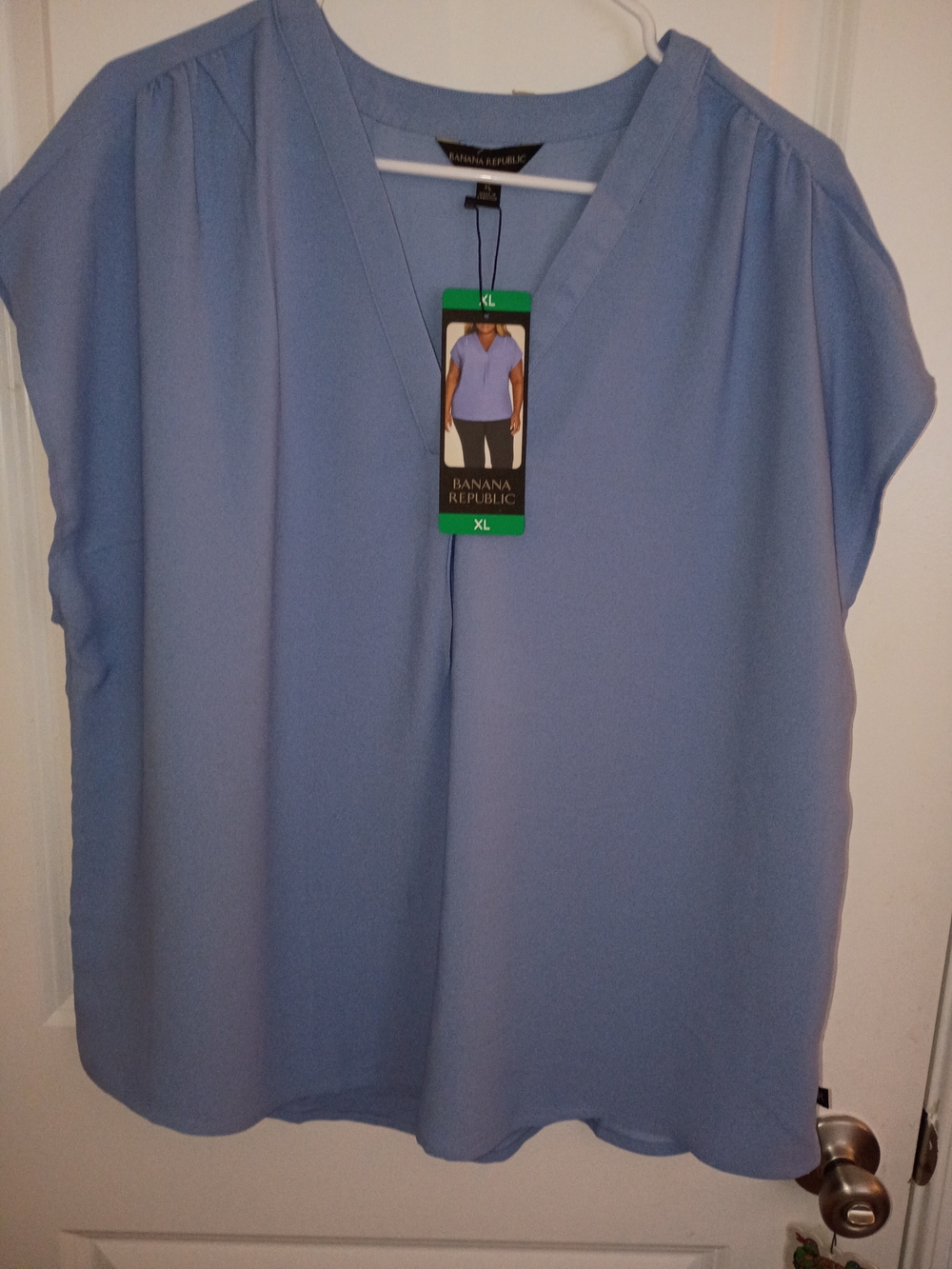 Banana Republic Light Blue V-Neck Cap Sleeve Blouse Brand New With Tags